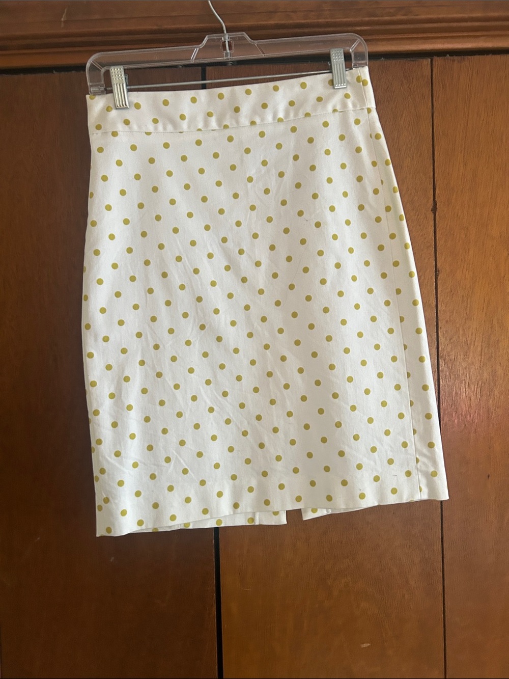 J. Crew White Pencil Skirt with Yellow Polka Dots
